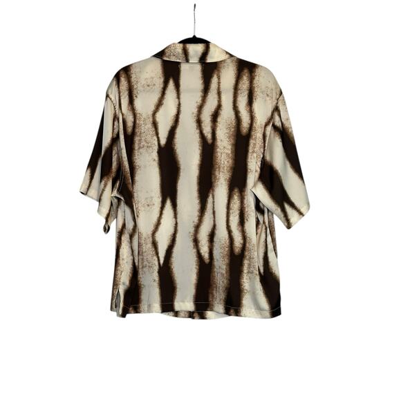 Nova Men cream brown short sleeves button casual shirt size Large - Picture 6 of 10